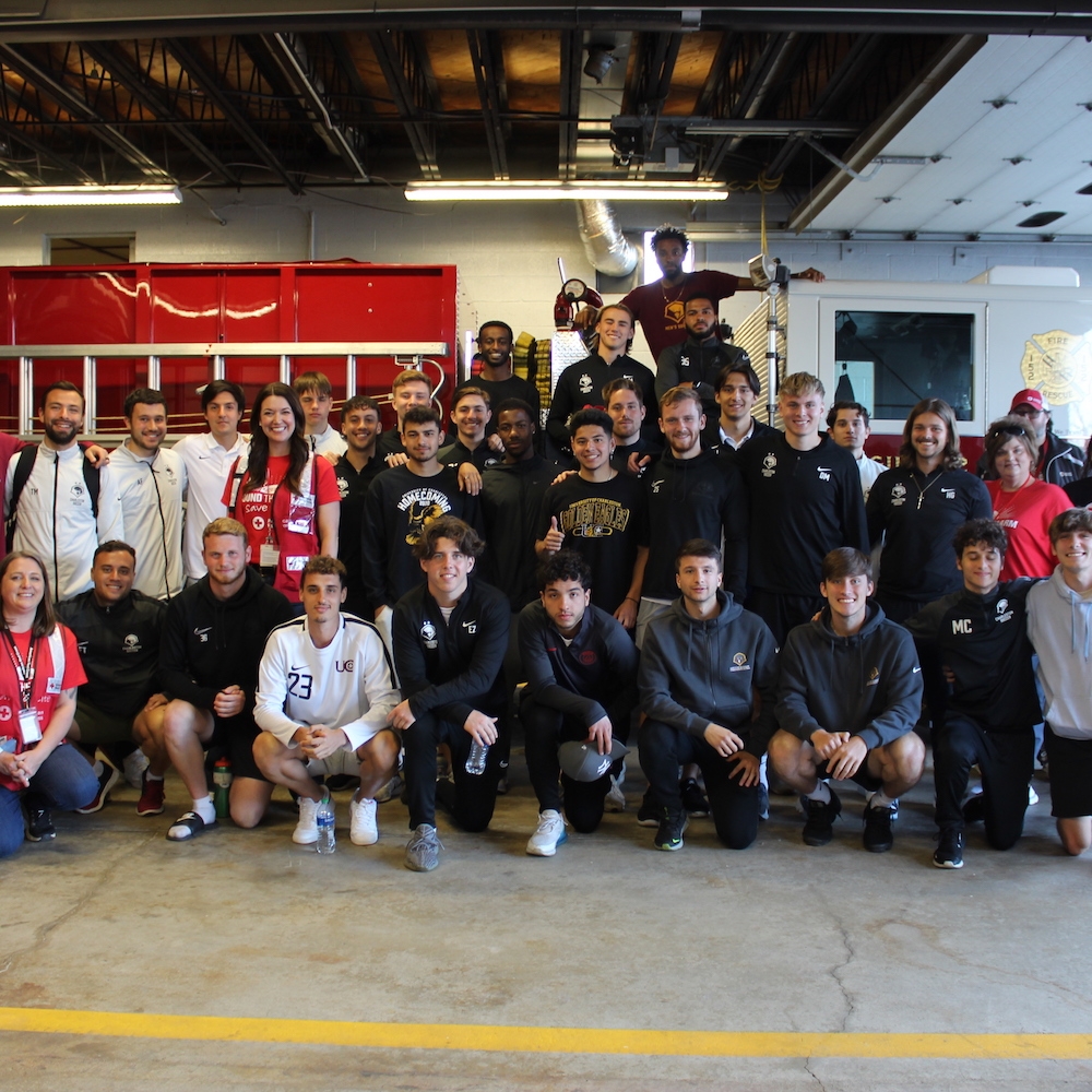 Group photo of University of Charleston students who helped install smoke alarms