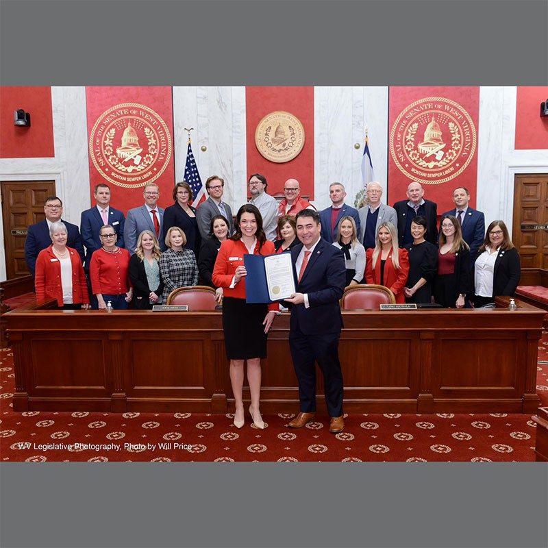 Group shot of WV House of Delegates and the WV State Senate inside captol