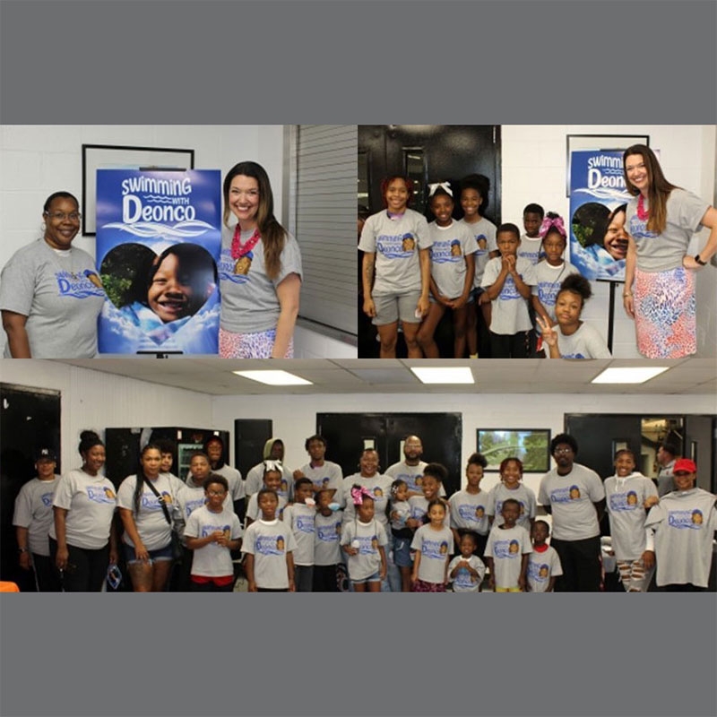 Group photos of Joniesha Johnson and people who took her swim lessons.