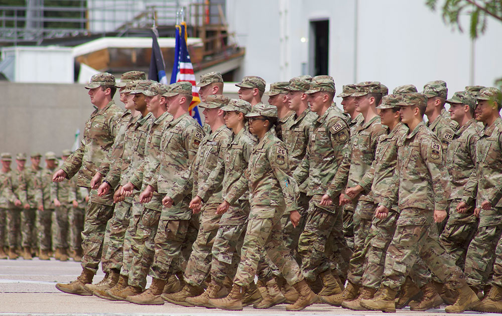 large group of Cadets Marching at the U.S. Air Force Academy.