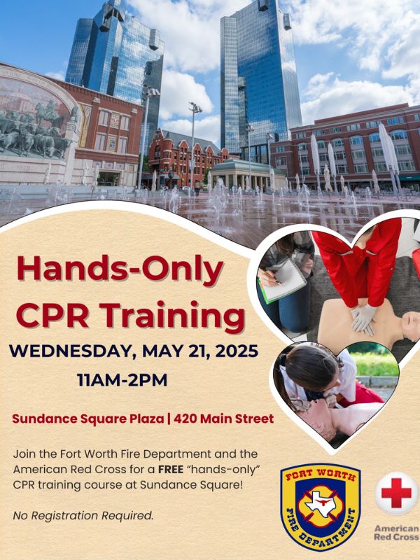 hands-only-cpr-training-sundance-square-ntx - 1 flyer for cpr training in fort worth, texas.