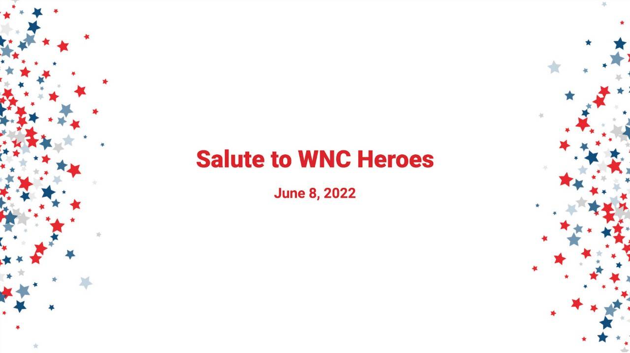banner with red white and blue stars advertising Salute to Heroes event