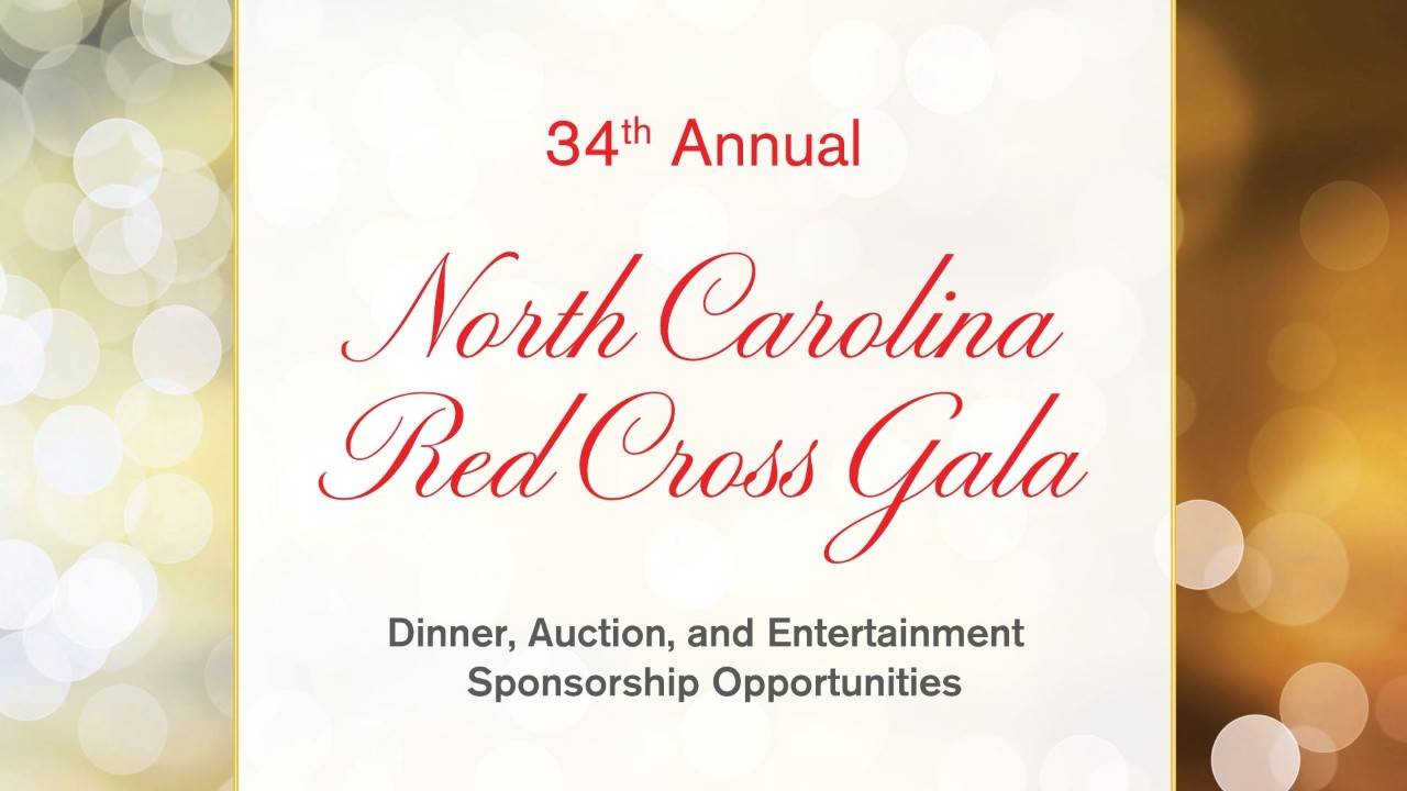 34th Annual North Carolina Red Cross Gala banner with gold bubble design