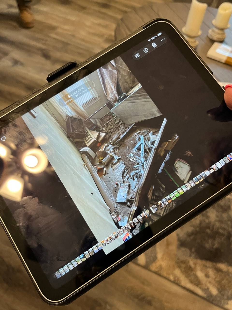 iPad shows images of damage to home