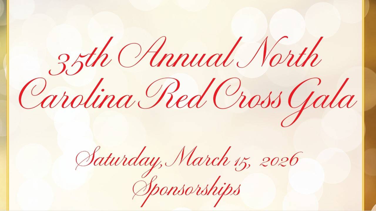 35th Annual North Carolina Red Cross Gala banner with gold bubble design