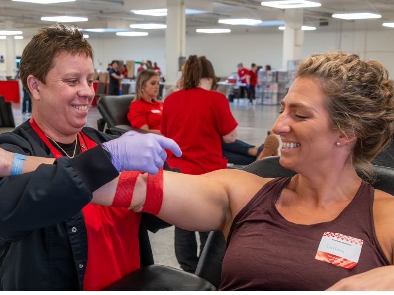 woman donating blood
