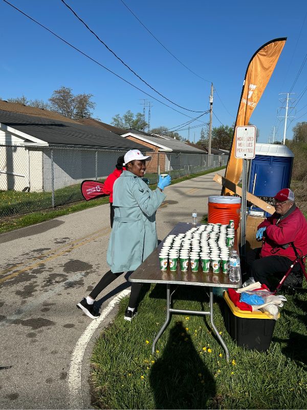 woman walking in marathon.