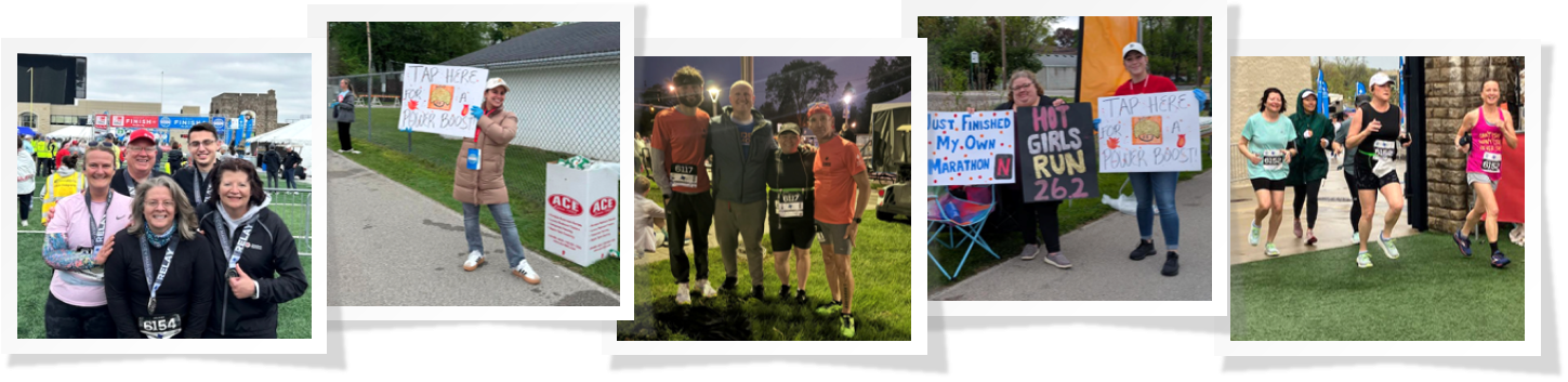 assorted photos of runners at marathon