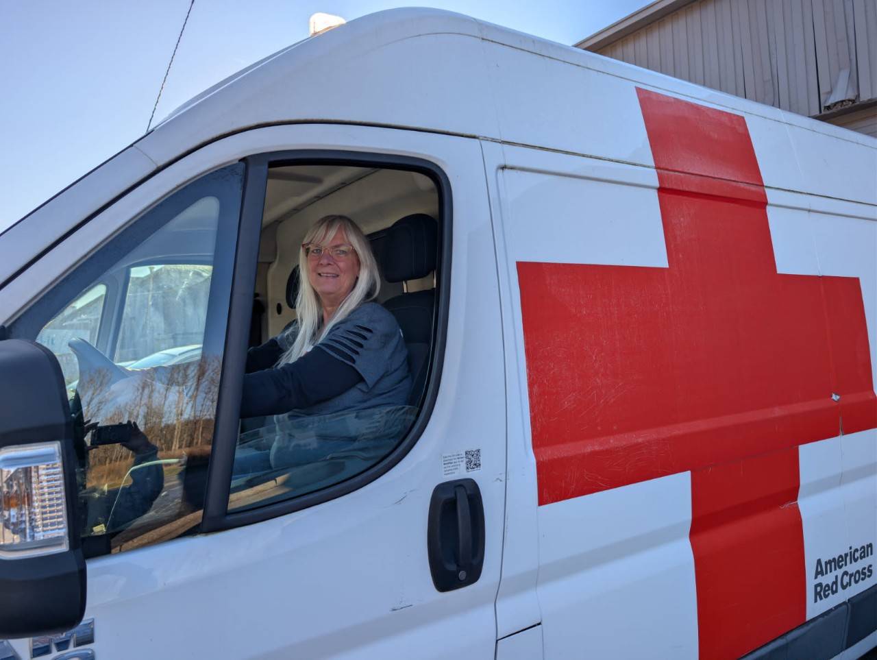 Woman drives Red Cross response vehicle