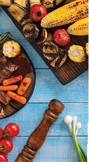 table filled with food items