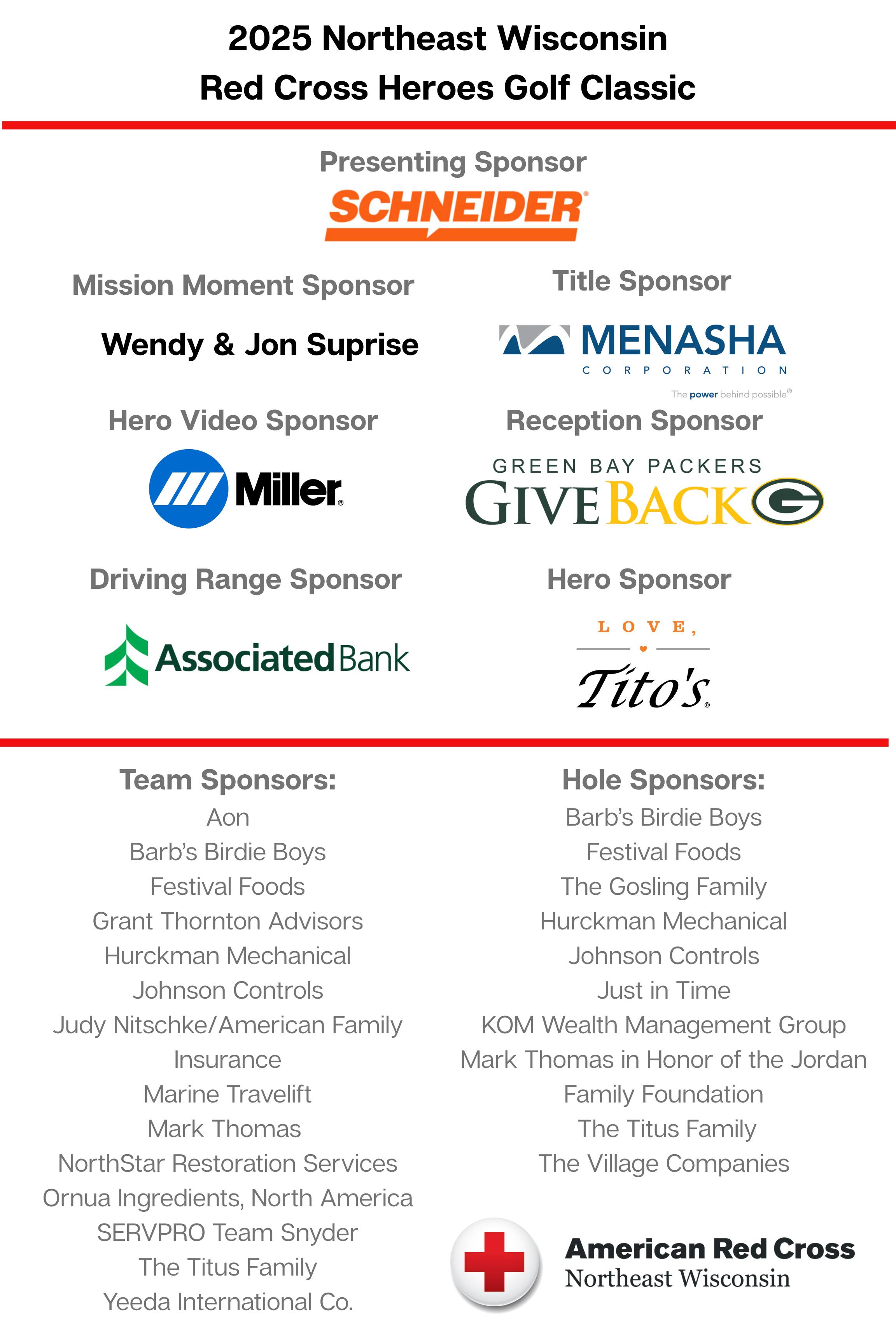llist of sponsors for northeast golf classic