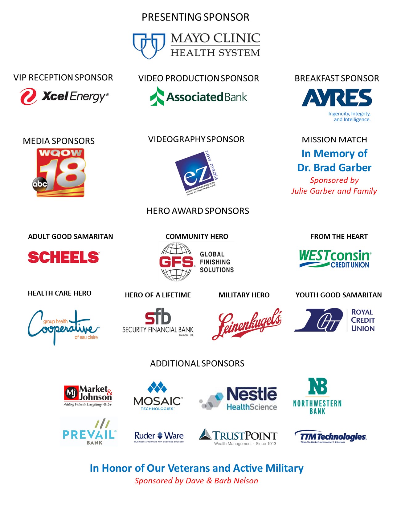 group of company sponsors for the 2023 heroes breakfast