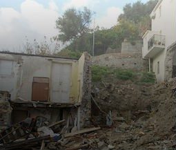 A home destroyed by a landslide