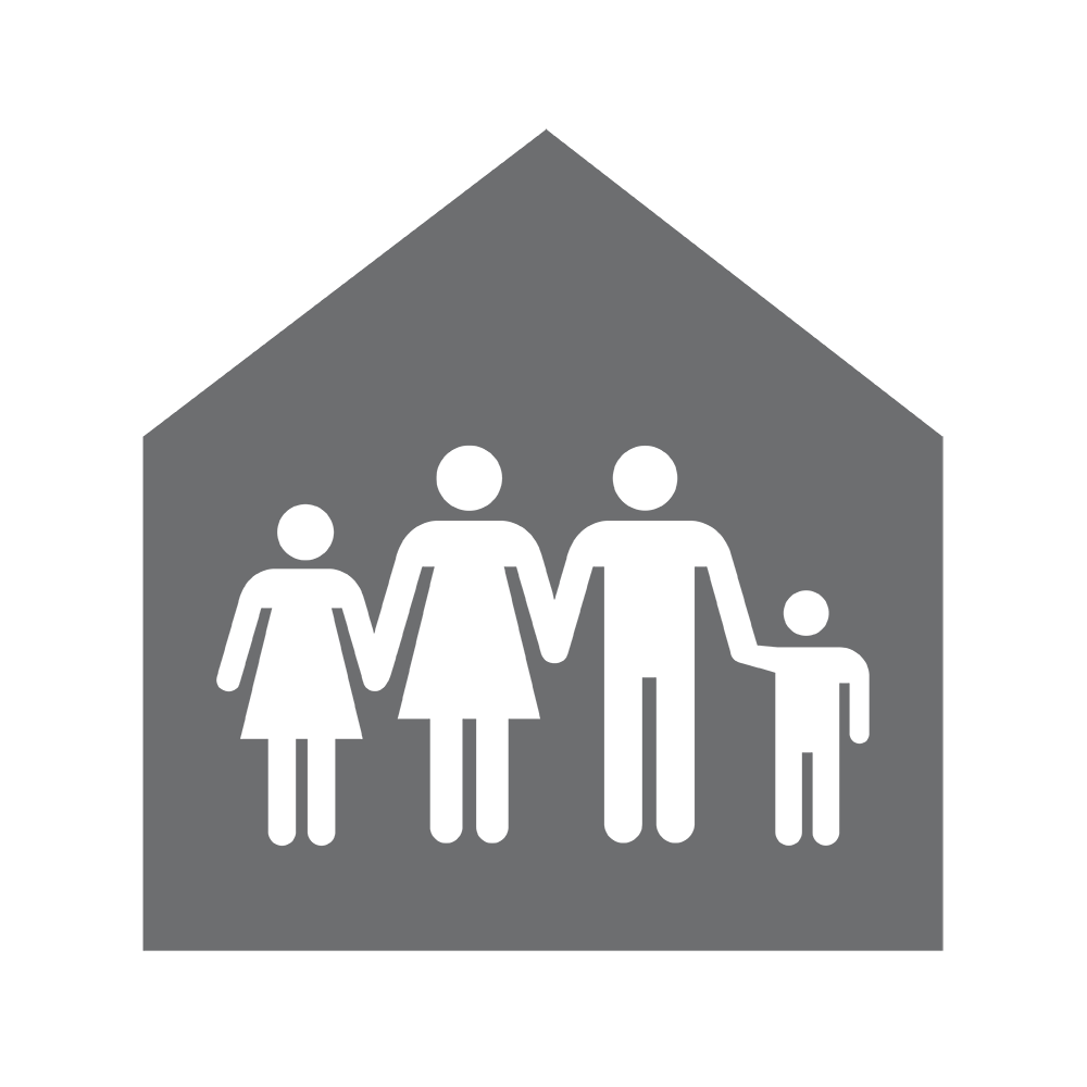 House with family icon.