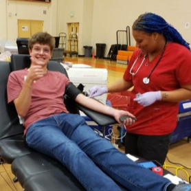 Sean donating blood