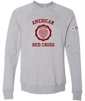 Gray sweater with American Red Cross collegiate logo