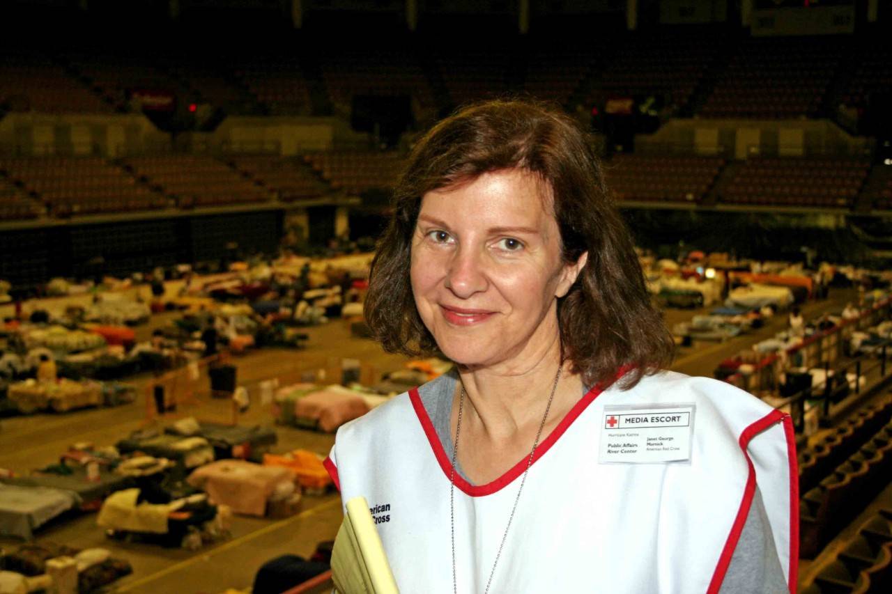 Janet volunteering in a Red Cross shelter during Hurricane Katrina