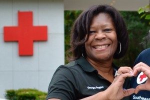 Photo of Dee Dixon at a Red Cross blood drive