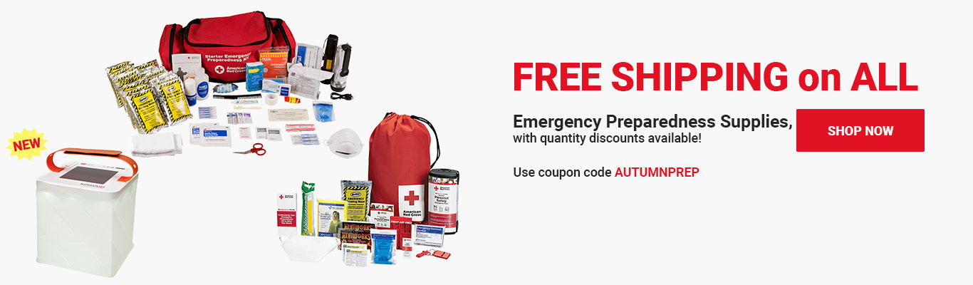 FREE SHIPPING on ALL Emergency Preparedness Supplies, with quantity discounts available! Use coupon code AUTUMNPREP at checkout! Shop Now >