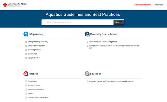 American Red Cross Aquatics Guidelines and Best Practices for Lifeguarding Database