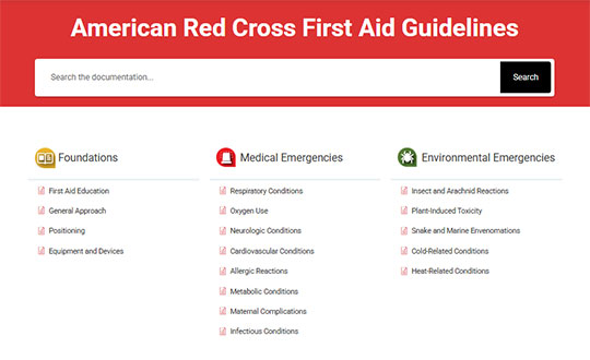 American Red Cross First Aid Guidelines Database