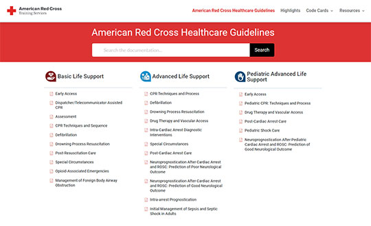 American Red Cross Healthcare Guidelines Database
