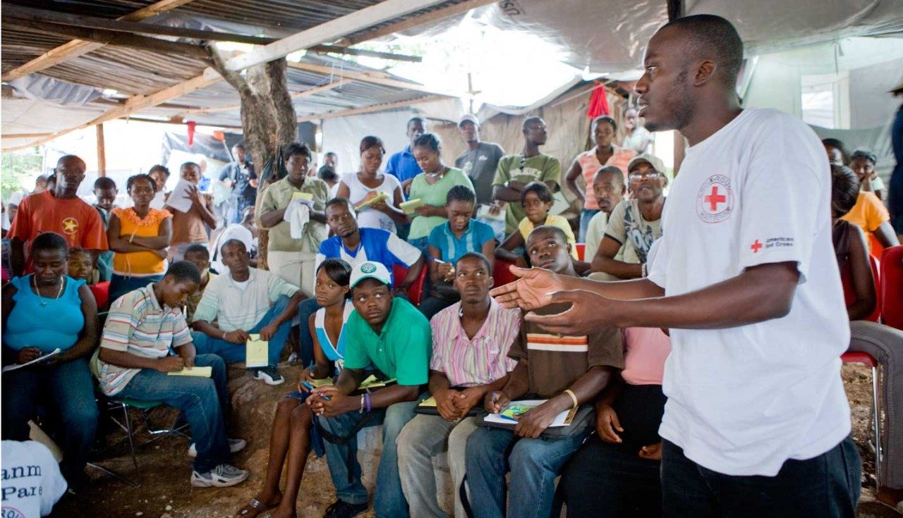 Red Cross worker teaches Haitians disaster preparedness skills