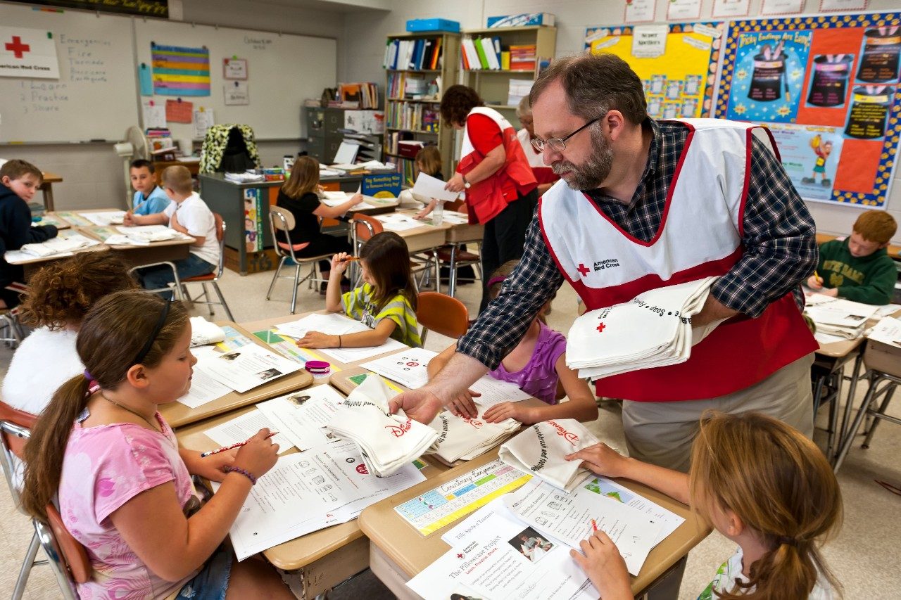 Pillowcase Project presentation in classroom