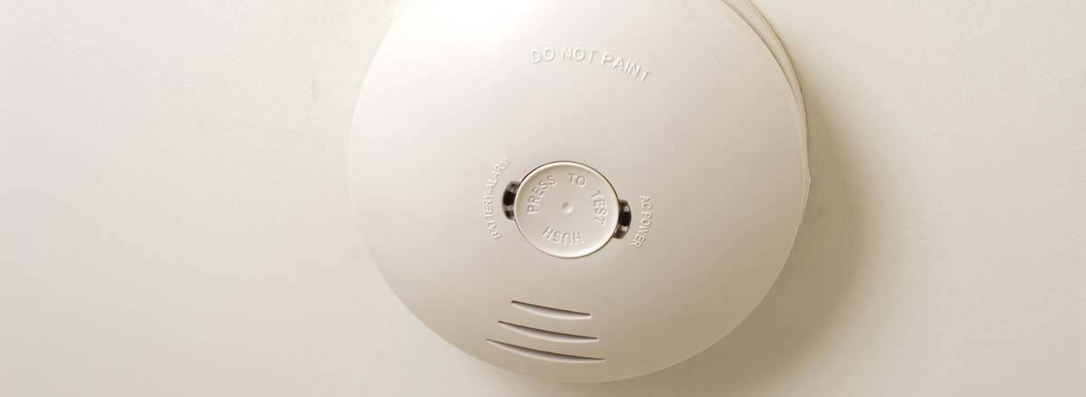 Close-up of a smoke alarm