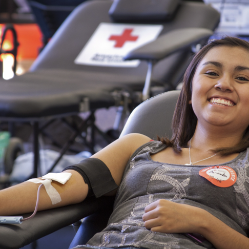 Volunteer giving blood 