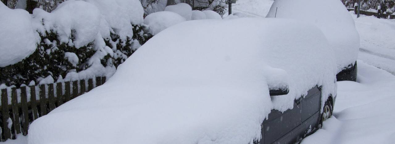 snow on car