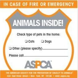 ASPCA pet safety sticker