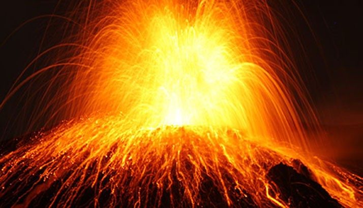 Erupting volcano