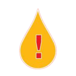 yellow platelet drop with red exclamation point