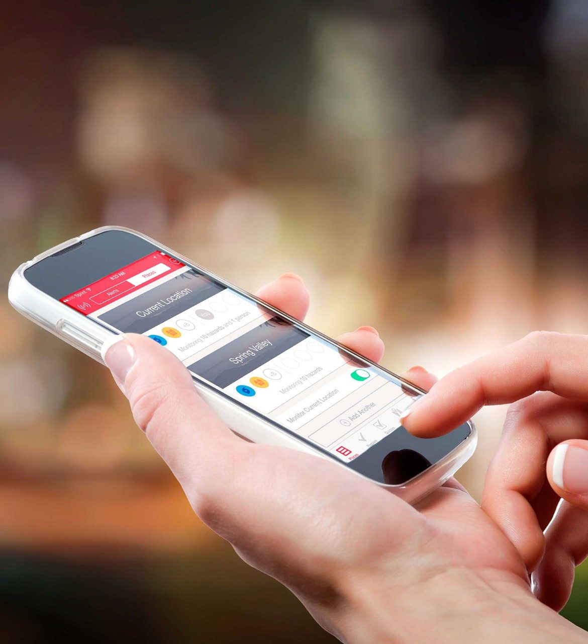 Hand holding a smart phone.