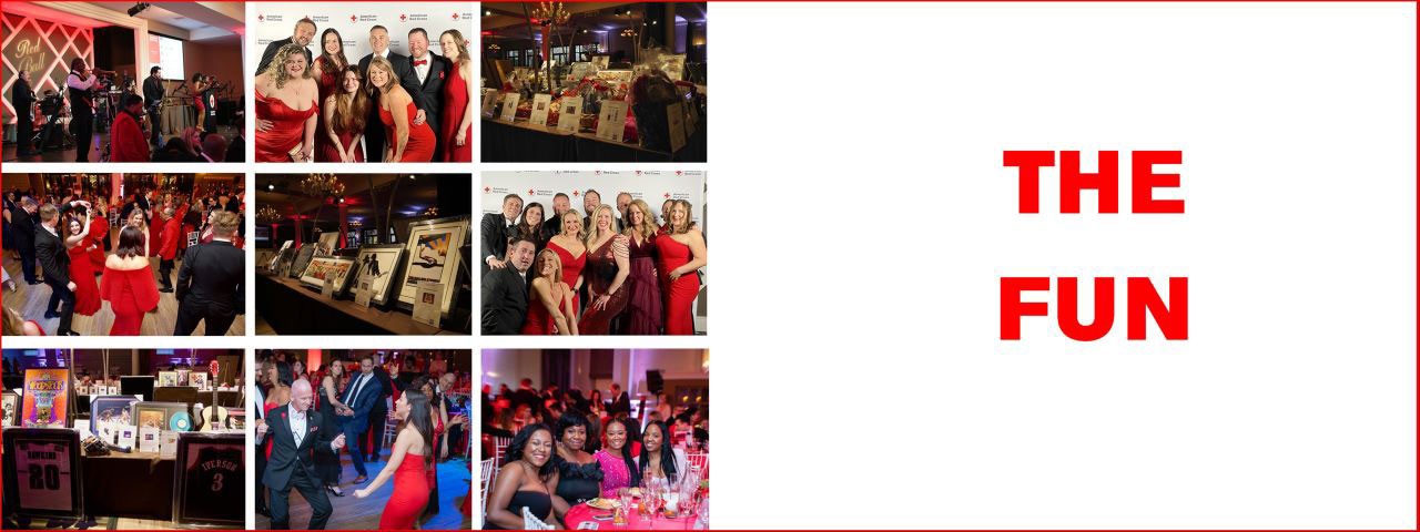Collage of guests dancing at Red Ball gala