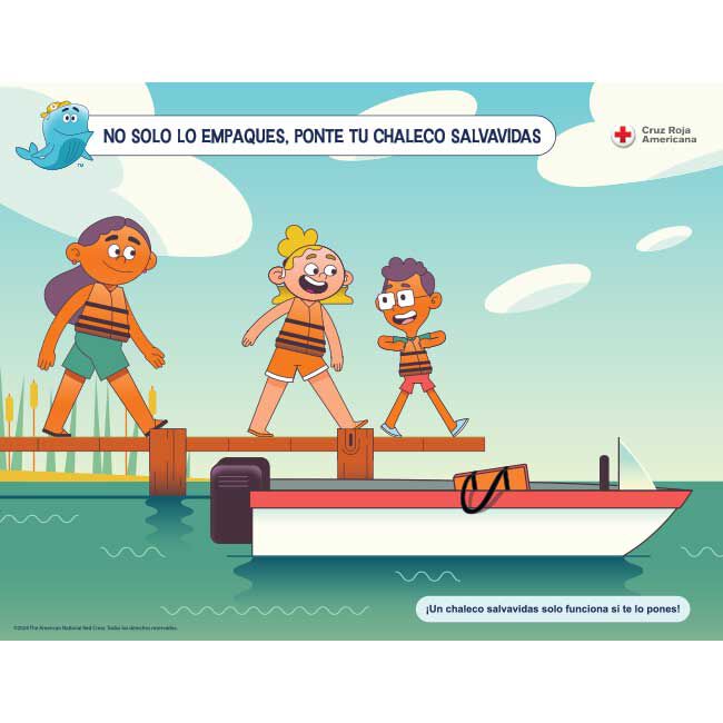 Don't Just Pack It, Wear Your Life Jacket WHALE Tales Poster, in Spanish.