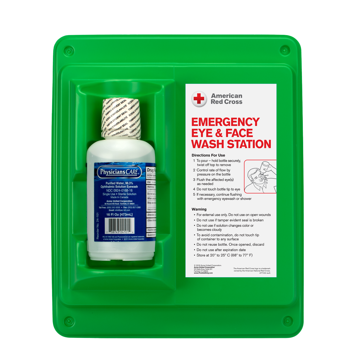 Emergency Eye & Face Wash Single Station, 16oz | Red Cross ...