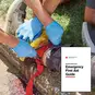 People applying a SOF Tactical Tourniquet to control bleeding on another person's leg, and an image of the Red Cross Emergency First Aid Guide cover.