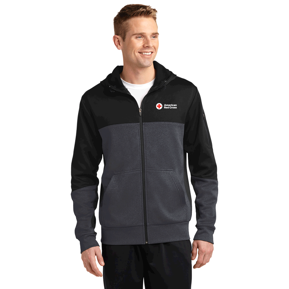 Men's Colorblock Zip Up Hooded Jacket Red Cross Store