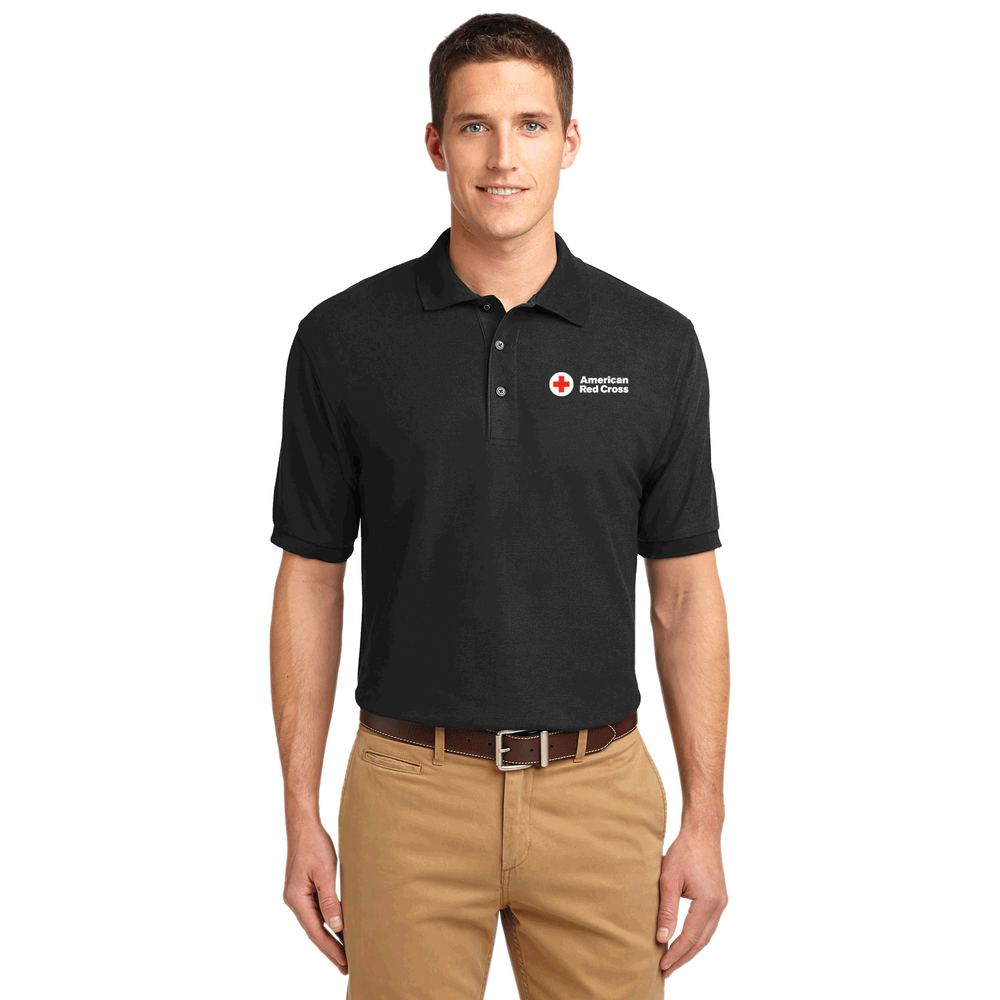 red polo black pants