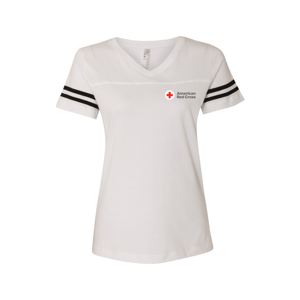 Women S V Neck Football Jersey T Shirt Red Cross Store