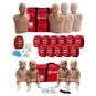 Babysitter's Training Instructor Starter Kit: Child and Infant CPR Manikins, CPR Masks, Red Cross Carrying Bags, and other supplies.