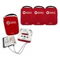 American Red Cross Prestan AED Trainer with four Red Cross carrying cases.