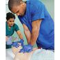 One student using the Ambu SPUR II BVM and one student performing compressions on a CPR manikin.
