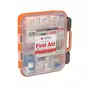Large, 50 Person Red Cross First Aid Kit - slightly angled view of the front of the case with contented visible through the box.