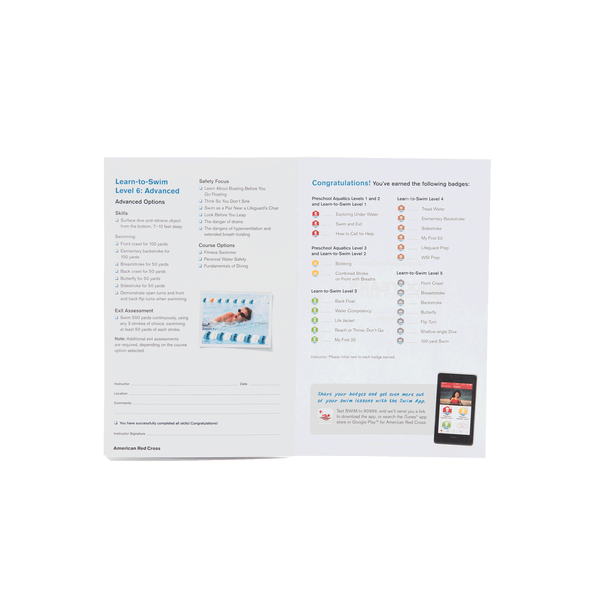 Swim Lessons Achievement Booklet Pk 50 Red Cross Store