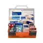 Medium 25-Person First Aid Kit, open, showing the 118 pieces of contents in the box - view from straight on.