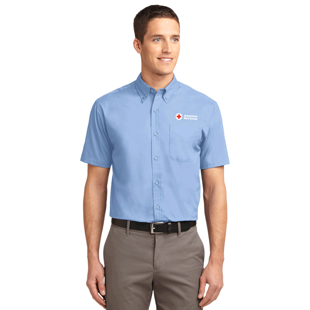 Men's Short Sleeve Button Down Oxford Shirt Red Cross Store