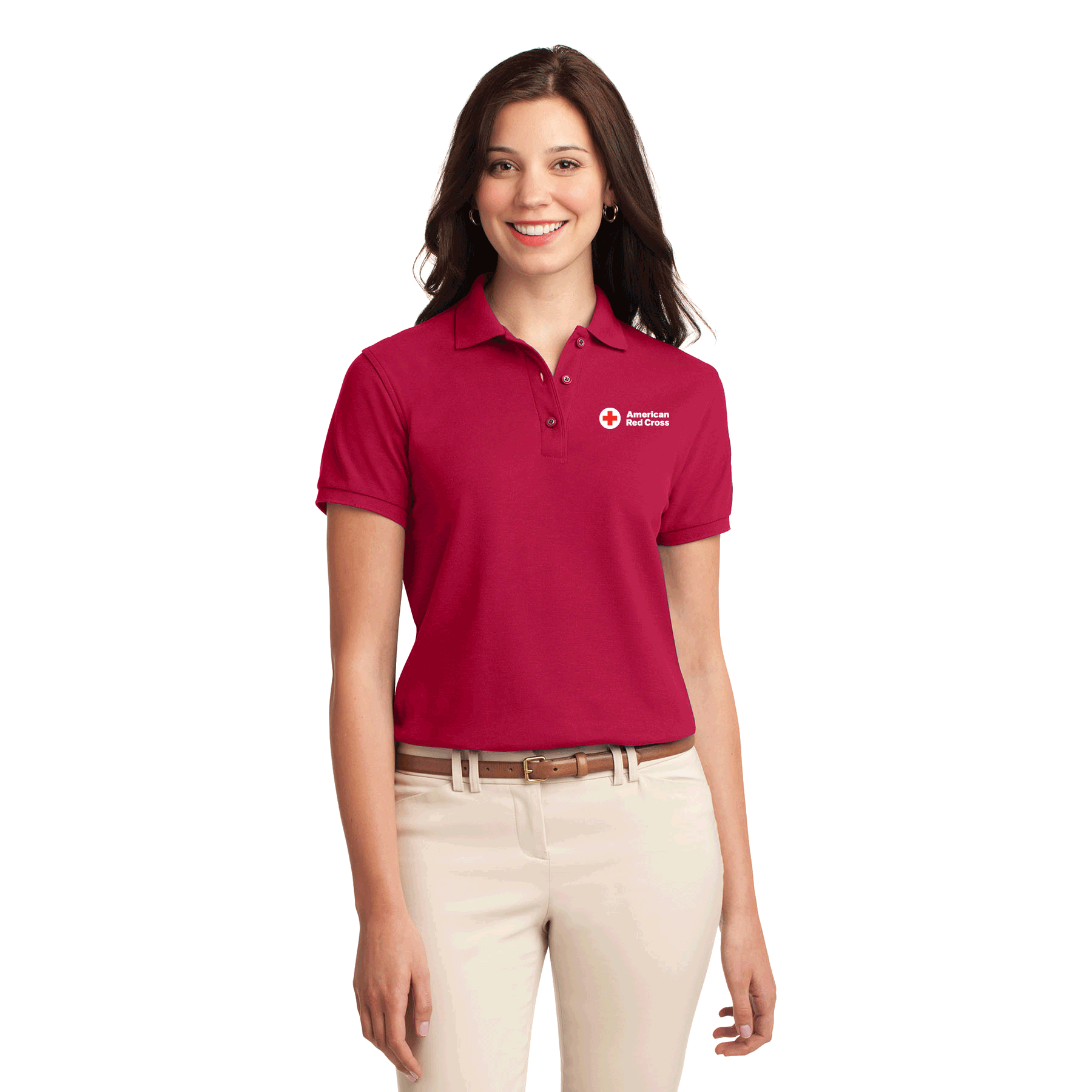 womens red polo